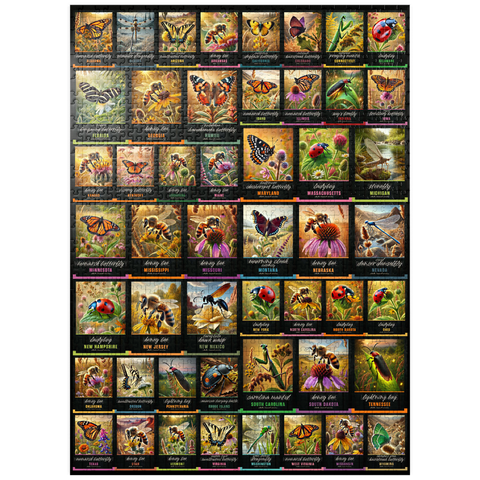 puzzleplate Collage: State Insects Poster, vol.1 1000 Jigsaw Puzzle