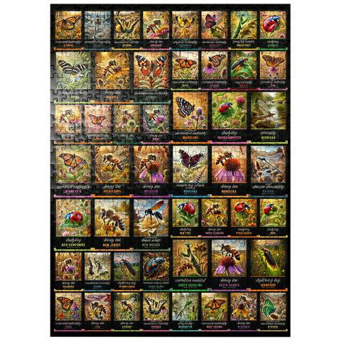 puzzleplate Collage: State Insects Poster, vol.1 500 Jigsaw Puzzle