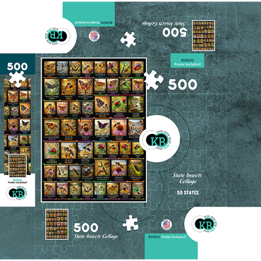 Collage: State Insects Poster, vol.1 500 Jigsaw Puzzle box 3D Modell