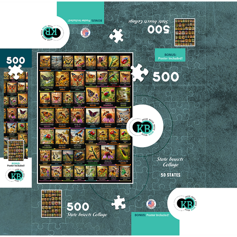 Collage: State Insects Poster, vol.1 500 Jigsaw Puzzle box 3D Modell