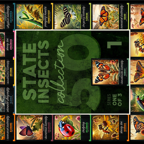 Collage: State Insects Series, Part 1 of 3 1000 Jigsaw Puzzle 3D Modell