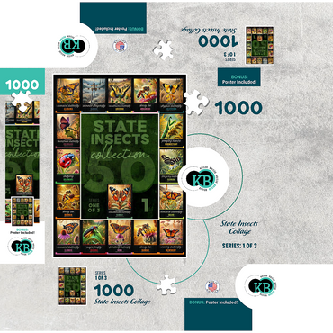 Collage: State Insects Series, Part 1 of 3 1000 Jigsaw Puzzle box 3D Modell