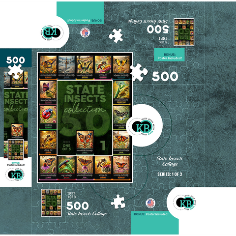 Collage: State Insects Series, Part 1 of 3 500 Jigsaw Puzzle box 3D Modell