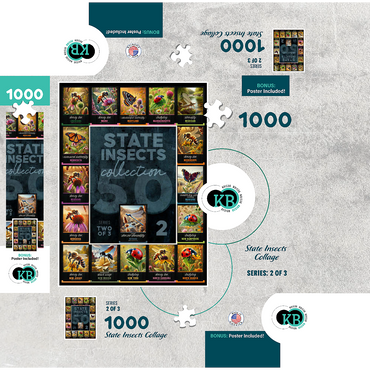 Collage: State Insects Series, Part 2 of 3 1000 Jigsaw Puzzle box 3D Modell