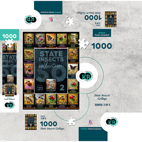 Collage: State Insects Series, Part 2 of 3 1000 Jigsaw Puzzle box 3D Modell