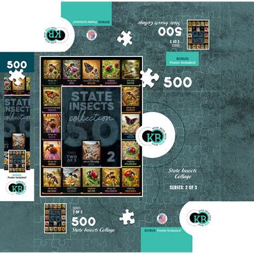 Collage: State Insects Series, Part 2 of 3 500 Jigsaw Puzzle box 3D Modell