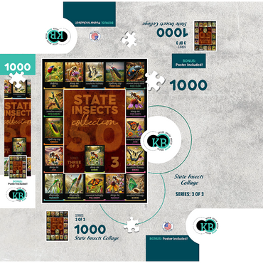 Collage: State Insects Series, Part 3 of 3 1000 Jigsaw Puzzle box 3D Modell