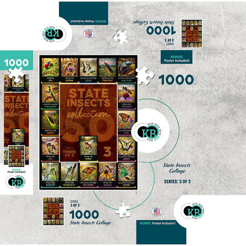 Collage: State Insects Series, Part 3 of 3 1000 Jigsaw Puzzle box 3D Modell