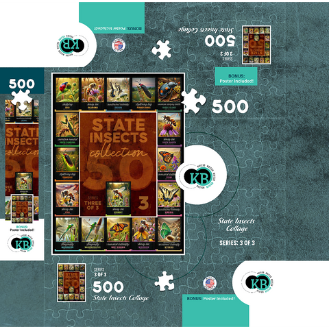 Collage: State Insects Series, Part 3 of 3 500 Jigsaw Puzzle box 3D Modell