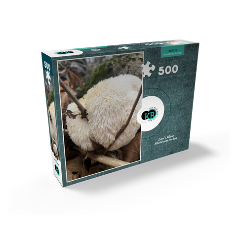 Lion's Mane Mushroom on Log 500 Jigsaw Puzzle box view2