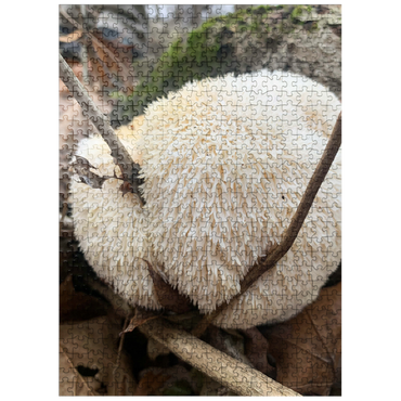 puzzleplate Lion's Mane Mushroom on Log 500 Jigsaw Puzzle