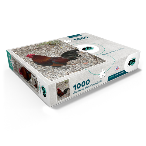 Colorful Rooster in Gravel Rocks 1000 Jigsaw Puzzle box view1