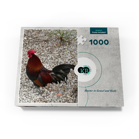 Colorful Rooster in Gravel Rocks 1000 Jigsaw Puzzle box view3