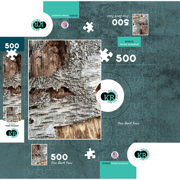Tree Bark Funny Face 500 Jigsaw Puzzle box 3D Modell