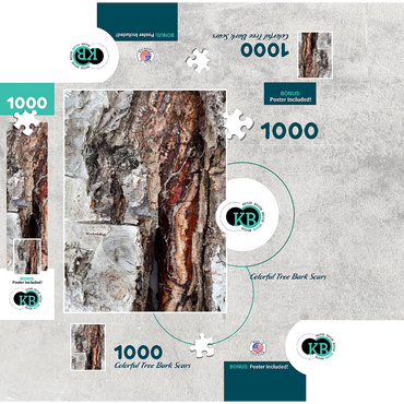 Colorful Tree Bark Scars 1000 Jigsaw Puzzle box 3D Modell