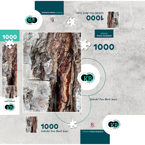 Colorful Tree Bark Scars 1000 Jigsaw Puzzle box 3D Modell