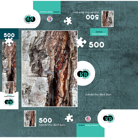 Colorful Tree Bark Scars 500 Jigsaw Puzzle box 3D Modell