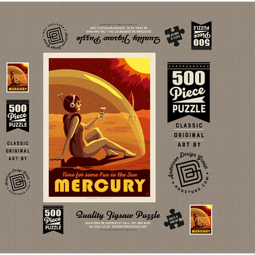 Mercury: Fun In The Sun, Vintage Poster 500 Jigsaw Puzzle box 3D Modell