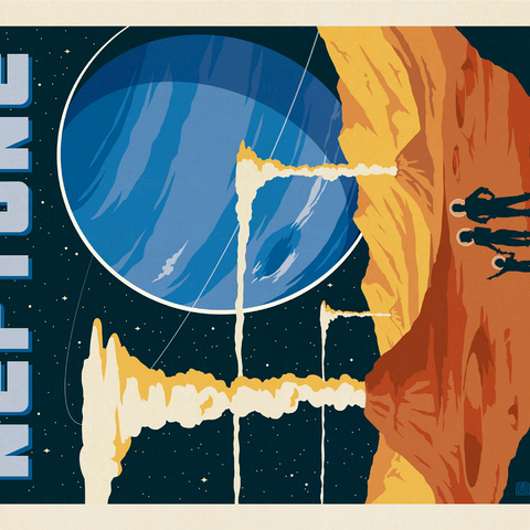 Neptune: The Geysers Of Triton, Vintage Poster 1000 Jigsaw Puzzle 3D Modell