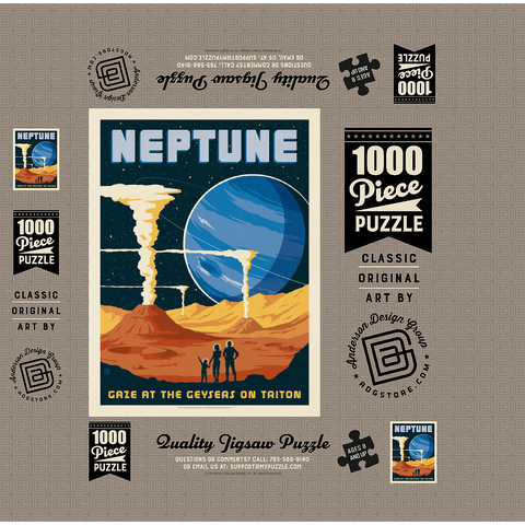 Neptune: The Geysers Of Triton, Vintage Poster 1000 Jigsaw Puzzle box 3D Modell