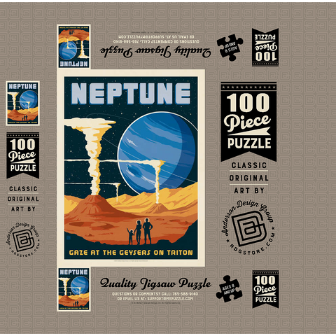Neptune: The Geysers Of Triton, Vintage Poster 100 Jigsaw Puzzle box 3D Modell