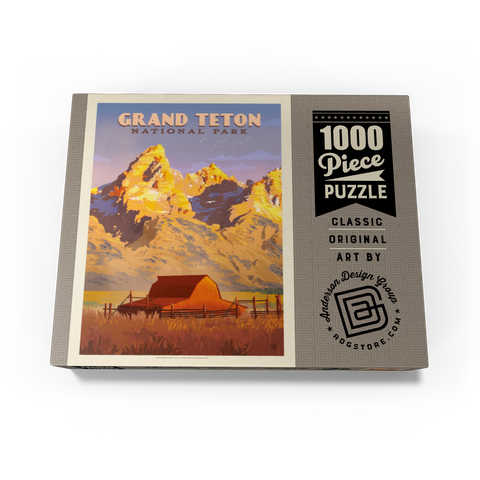 Grand Teton National Park: Barn, Vintage Poster 1000 Jigsaw Puzzle box view3