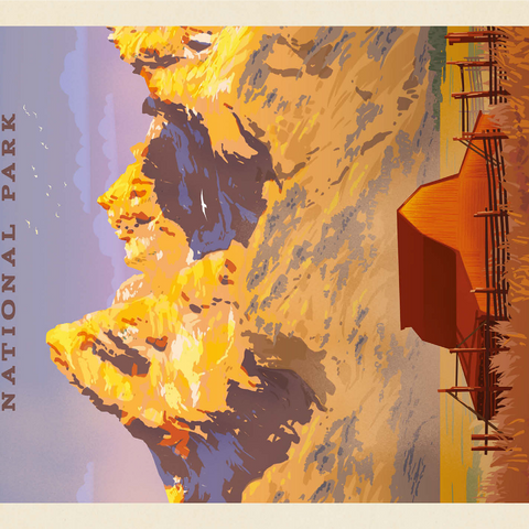 Grand Teton National Park: Barn, Vintage Poster 1000 Jigsaw Puzzle 3D Modell