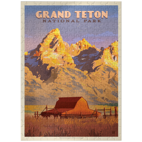 puzzleplate Grand Teton National Park: Barn, Vintage Poster 300 Jigsaw Puzzle