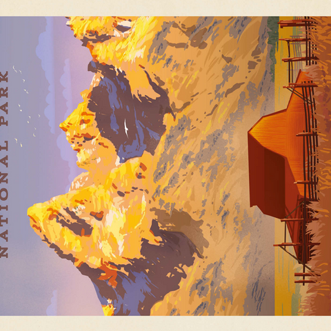 Grand Teton National Park: Barn, Vintage Poster 500 Jigsaw Puzzle 3D Modell
