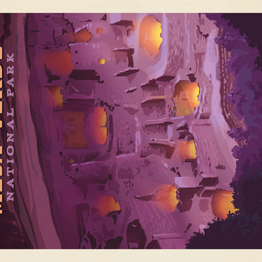 Mesa Verde National Park: Evening Glow, Vintage Poster 1000 Jigsaw Puzzle 3D Modell