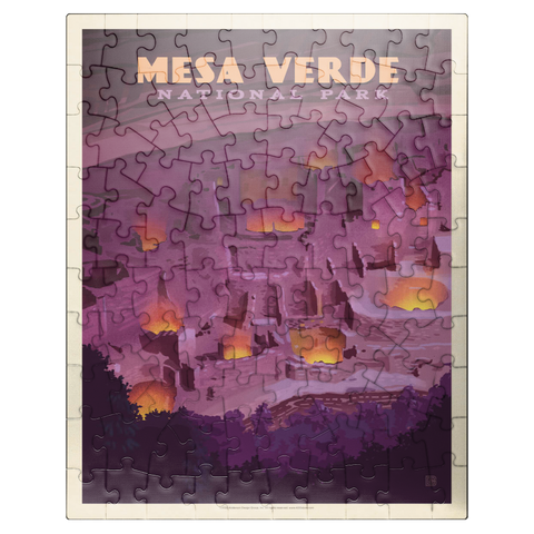 puzzleplate Mesa Verde National Park: Evening Glow, Vintage Poster 100 Jigsaw Puzzle