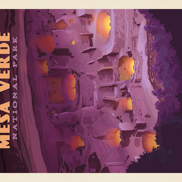 Mesa Verde National Park: Evening Glow, Vintage Poster 100 Jigsaw Puzzle 3D Modell