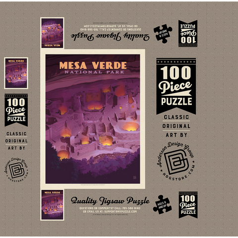 Mesa Verde National Park: Evening Glow, Vintage Poster 100 Jigsaw Puzzle box 3D Modell