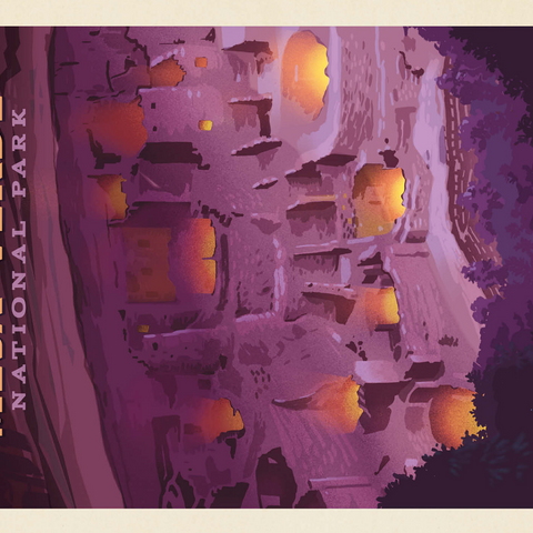 Mesa Verde National Park: Evening Glow, Vintage Poster 500 Jigsaw Puzzle 3D Modell