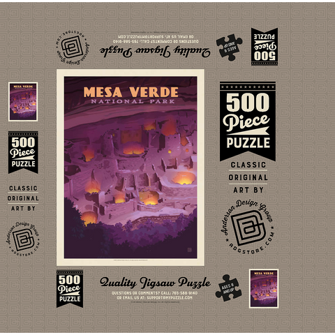 Mesa Verde National Park: Evening Glow, Vintage Poster 500 Jigsaw Puzzle box 3D Modell