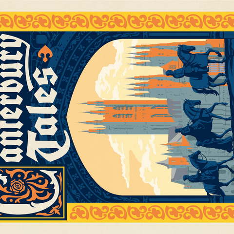 The Canterbury Tales: Geoffrey Chaucer, Vintage Poster 1000 Jigsaw Puzzle 3D Modell