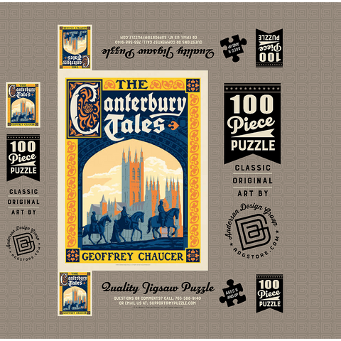 The Canterbury Tales: Geoffrey Chaucer, Vintage Poster 100 Jigsaw Puzzle box 3D Modell