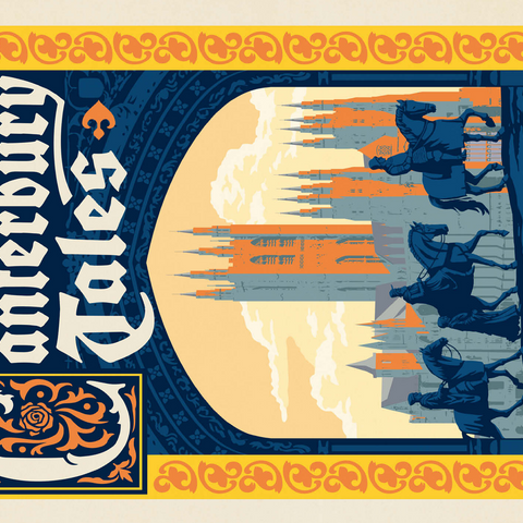 The Canterbury Tales: Geoffrey Chaucer, Vintage Poster 500 Jigsaw Puzzle 3D Modell