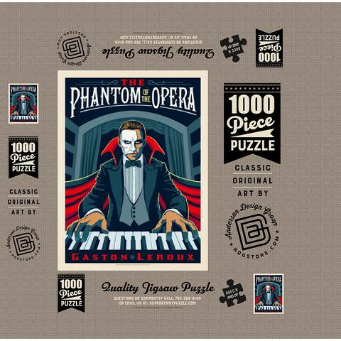 The Phantom Of The Opera: Gaston Laroux, Vintage Poster 1000 Jigsaw Puzzle box 3D Modell