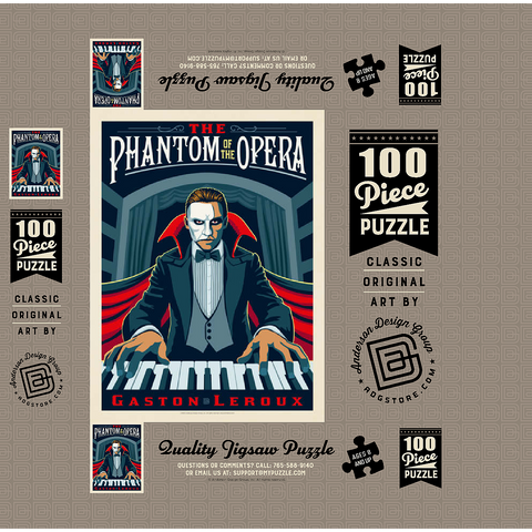 The Phantom Of The Opera: Gaston Laroux, Vintage Poster 100 Jigsaw Puzzle box 3D Modell