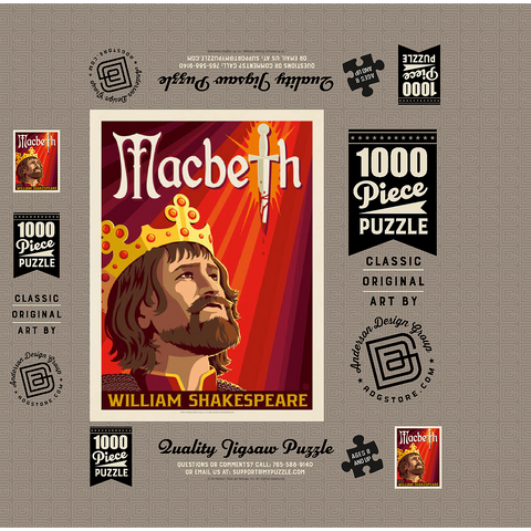 MacBeth: William Shakespeare, Vintage Poster 1000 Jigsaw Puzzle box 3D Modell