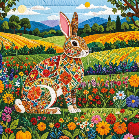 Patchwork Bunny 500 Jigsaw Puzzle 3D Modell