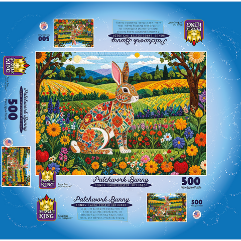 Patchwork Bunny 500 Jigsaw Puzzle box 3D Modell