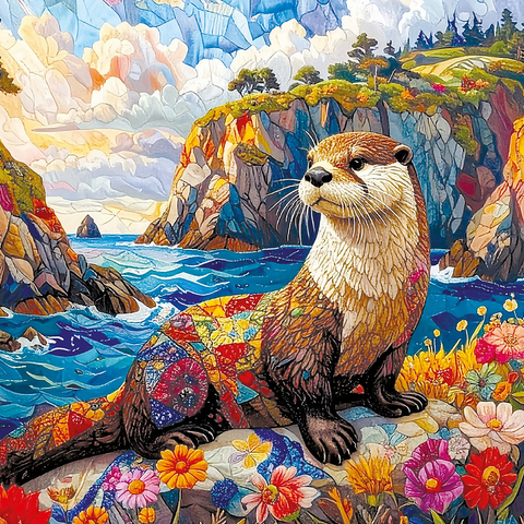 Patchwork Otter 1000 Jigsaw Puzzle 3D Modell