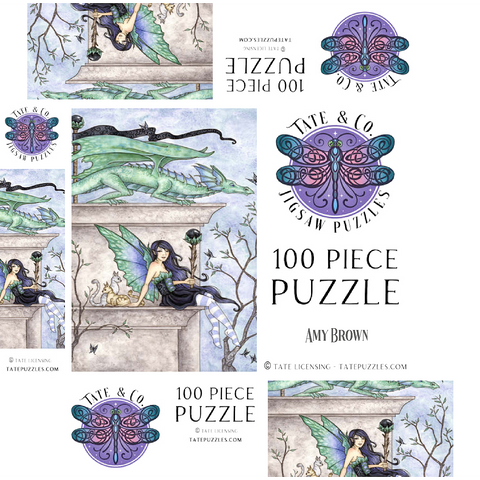 Wind Watchers Dragon - Amy brown 100 Jigsaw Puzzle box 3D Modell