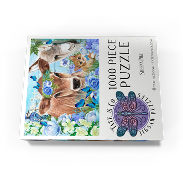 Blue Blossom Buddies Cow Donkey Cat - Sheena Pike 1000 Jigsaw Puzzle box view3