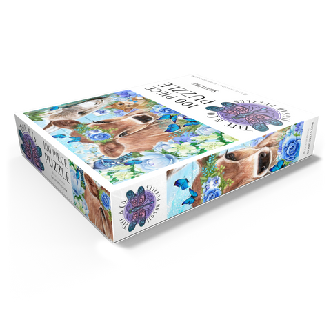 Blue Blossom Buddies Cow Donkey Cat - Sheena Pike 100 Jigsaw Puzzle box view1