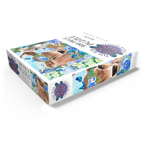 Blue Blossom Buddies Cow Donkey Cat - Sheena Pike 500 Jigsaw Puzzle box view1
