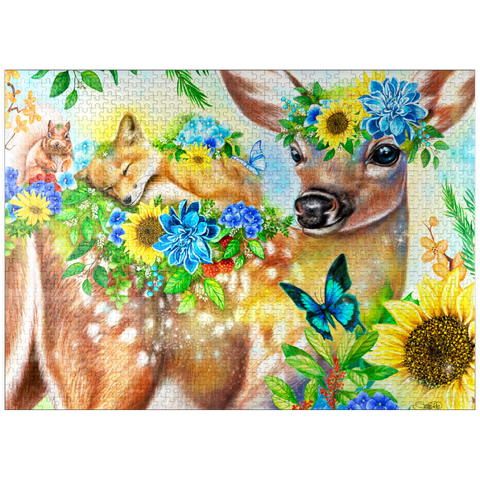 puzzleplate Forest Fawn and Friends Fox squirrel - Sheena Pike 1000 Jigsaw Puzzle