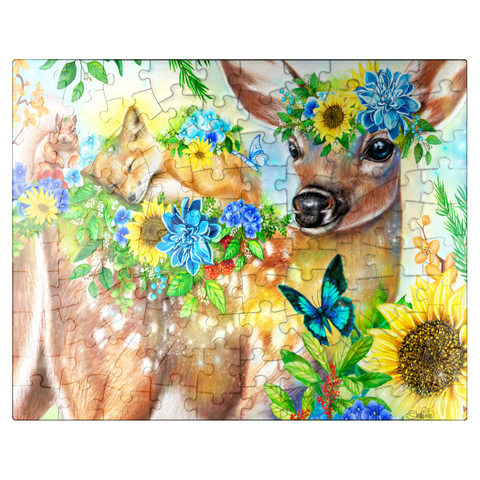 puzzleplate Forest Fawn and Friends Fox squirrel - Sheena Pike 100 Jigsaw Puzzle
